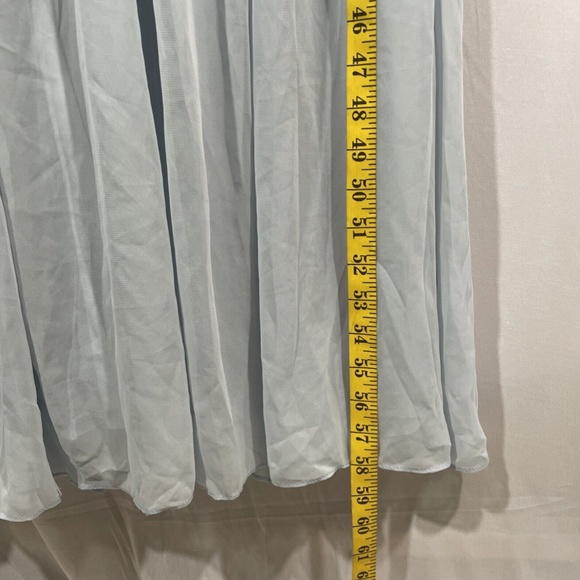 NEW $273 Dessy Collection [ 2 ] Surplice Ruched Chiffon Gown in‎ Misty Blue - Picture 7 of 12